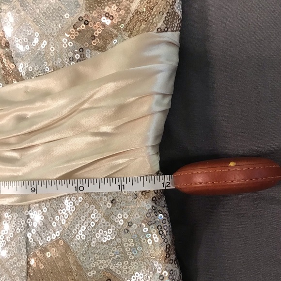 Formal Prom Dress Gown Sequin Gold and Sliver Cire - Picture 7 of 11